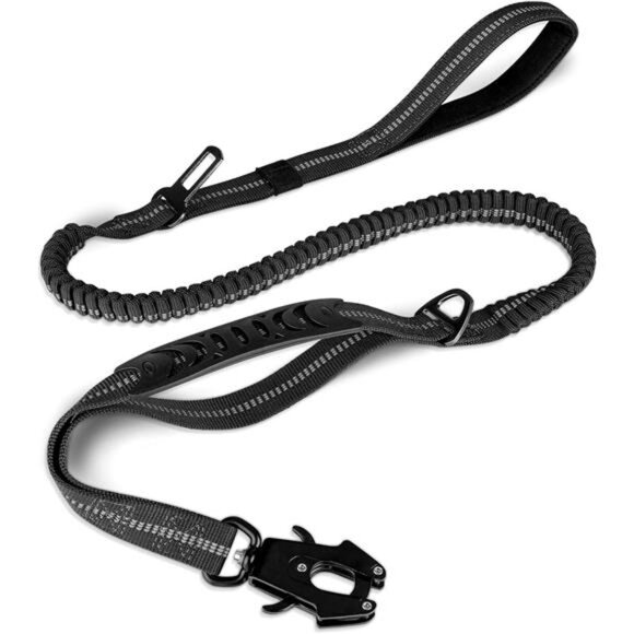 Tactical Dog Leash Heavy Duty, 4-6FT Shock Absorbing Bungee Lead with 2 Padded - Picture 1 of 14